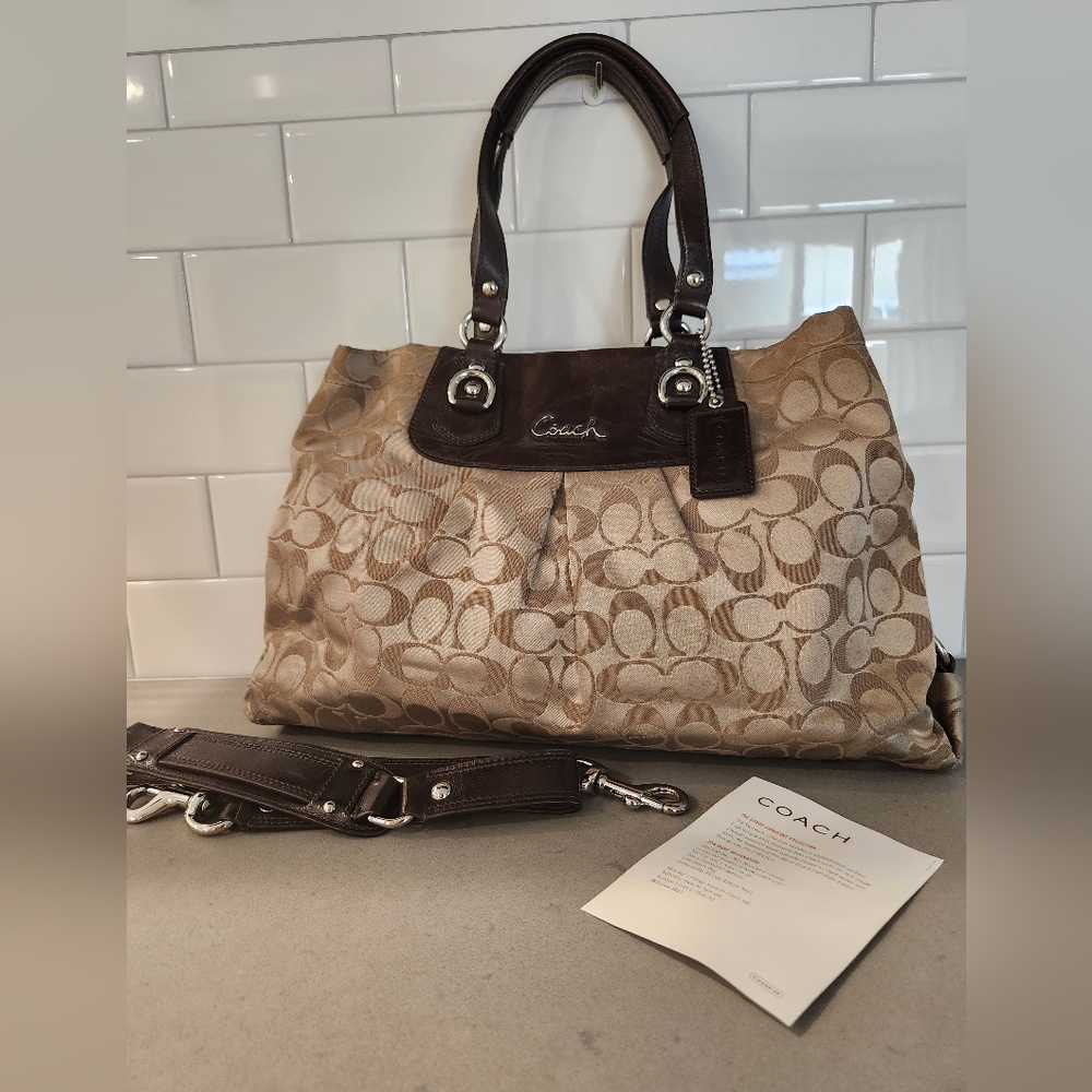Authentic Coach Signature Fabric Bag Purse Hobo